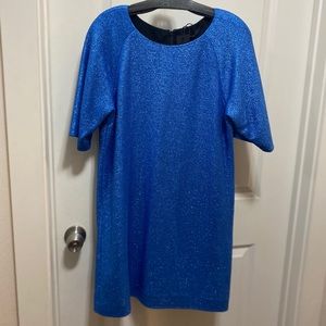 NWT TIBI blue metallic shift dress